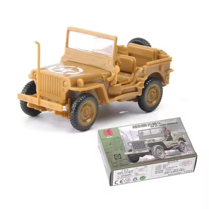 Rompecabezas de coches todoterreno DIY WW2, modelos de plástico 3D, Kits de bloques de construcción para adolescentes y adultos, fuerzas militares de EE. UU., Willys Jeep, 1/48 - 1