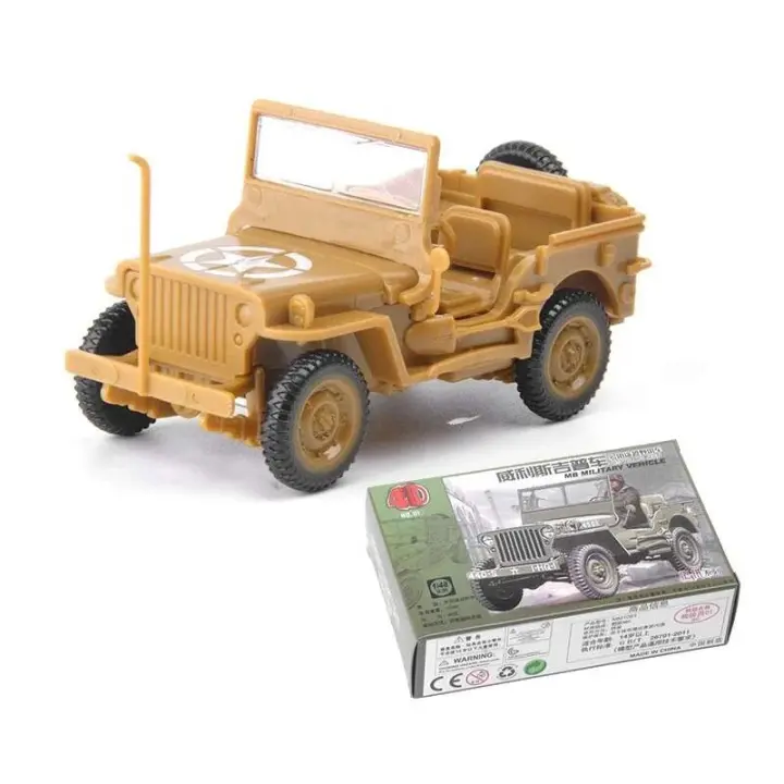 Rompecabezas de coches todoterreno DIY WW2, modelos de plástico 3D, Kits de bloques de construcción para adolescentes y adultos, fuerzas militares de EE. UU., Willys Jeep, 1/48 - 1