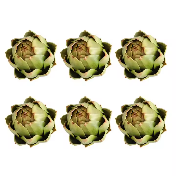 Alcachofas Artificiales Verdes, Frutas y verduras realistas para Cocina, Cuenco y jarrón, decoraciones de relleno, 6 piezas - 1