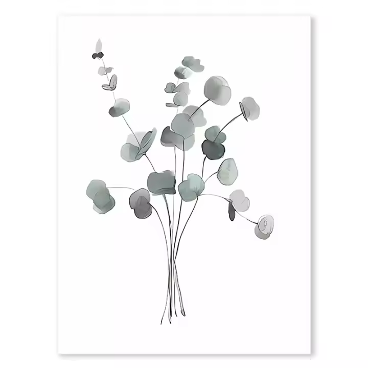 Carteles nórdicos de hojas verdes simples y modernas, pintura en lienzo minimalista, arte de pared, impresión Interior, decoración del hogar - 1