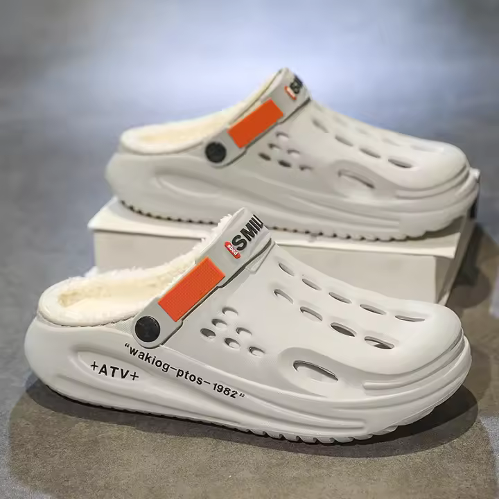 Zapatillas de los hombres de invierno caliente peludo zapatillas suave interior dormitorio zapatos de algodón EVA pelusa diapositivas Casual cómodo felpa zuecos 38-45 - 1