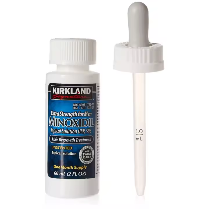 Minoxidil para hombres 5% Extra Strength Crecimiento del cabello para hombres YHFNfo, suministro de 1 mes de Kirkland Signature, botella de 2 oz - 1