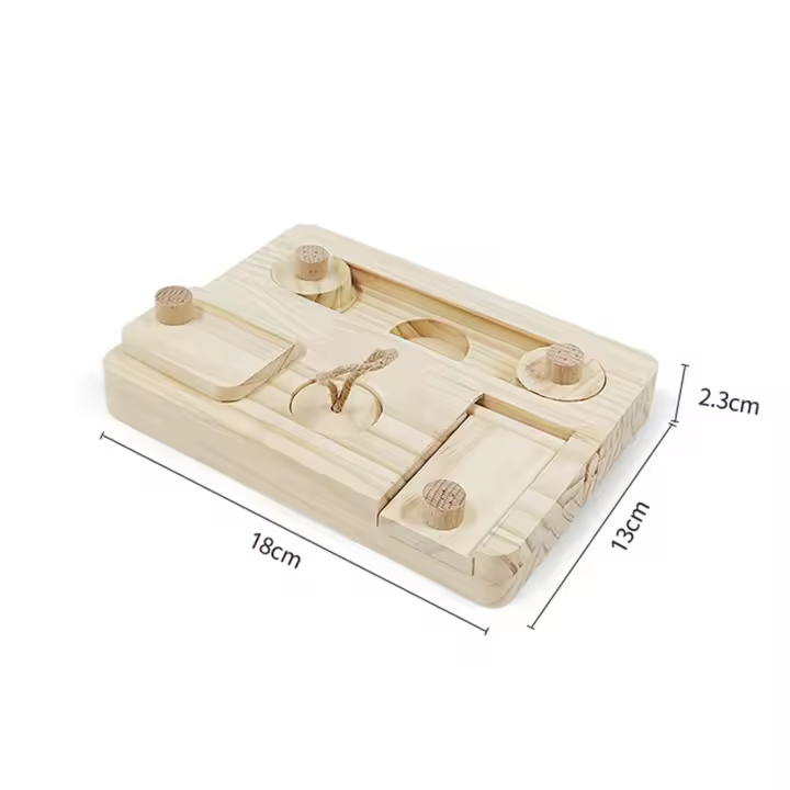 Juguete de forrajeo de madera, divertido juego de rompecabezas, juguetes de alimentación para conejito, hámster, Chinchilla, conejo para mascotas pequeñas - 1