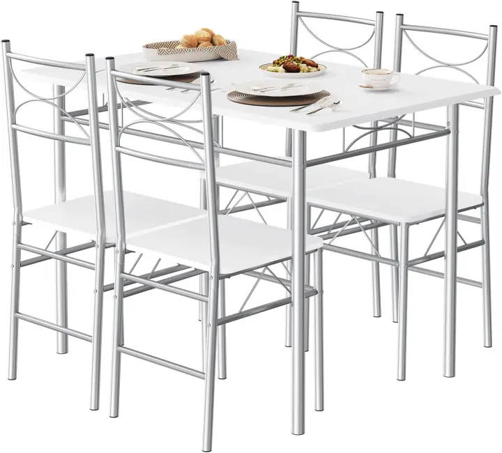 Mesa y Sillas de Comedor para 4 Personas Mesa de Cocina de Madera Conjunto de Mesa y Sillas - 1
