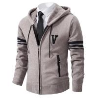 Chaqueta de suéter para hombre con forro de punto, cárdigan con capucha de otoño e invierno, chaqueta de suéter informal, ropa para hombre - details 15