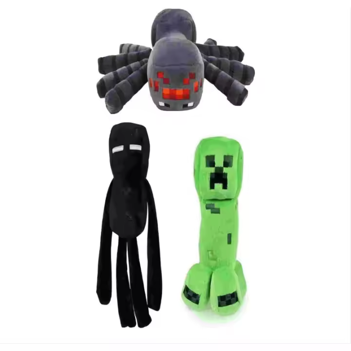 Juguete de peluche para gatear, Mooshroom Baby, Piggy Baby, gateando, lobo, oveja, Enderman, Sagitario del cráneo, araña, calamar, juego de relleno de felpa de regalo (5 piezas) - 1