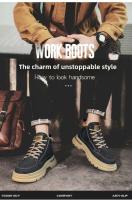 Zapatos de cuero para hombre, ropa de trabajo informal Retro británica, botines bajos de media caña, plantilla con cierre de botón, PU para invierno - details 3