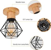 Goeco-Lámpara de Techo de Hierro y Madera, Plafón para Techo de Estilo Vintage para Sala de estar, Dormitorio, Pasillo, Comedor - details 1