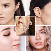 G23 cuerpo de titanio joyería pendiente de cartílago piercing trago del oído tres filas cz pavé cara anillo segmento aros de nariz piercing en la oreja - details 3