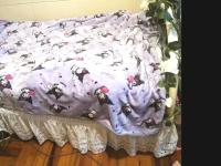 Elegante falda de cama bordada en blanco, resistente a las arrugas y a la decoloración, 15 pulgadas de altura - details 2