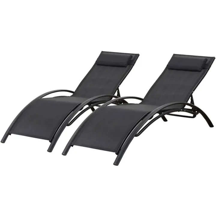 Habitat et Jardin Juego 2 tumbonas BeautPhoenix Aluminio Negro - 1