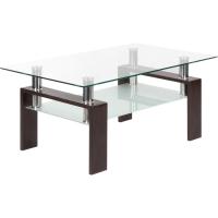 Mesa Moderna de Centro con Tapa de Cristal Transparente y Base de Metal Negro (100x60 cm) - details 18