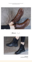 Botas cortas de realce interior de cuero botas de caballero finas de suela gruesa zapatos de mujer versátiles - details 23