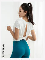 Camiseta de Yoga Moving Peach para mujer, Top transpirable con Espalda descubierta, mangas cortas, ATX - details 4