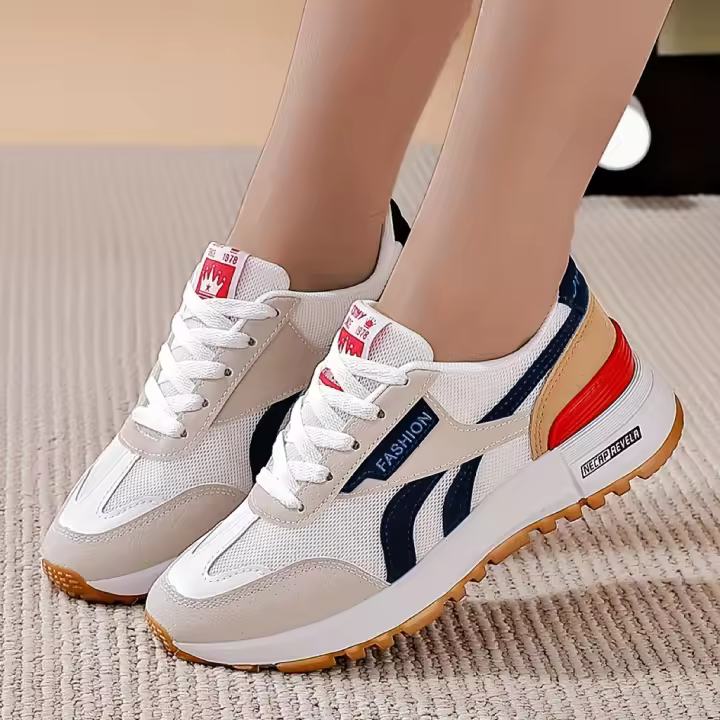 Zapatillas Deportivas de Moda para Mujer Resistentes al Desgaste, Antideslizantes, Estilo Cuadrado de Color para Uso al Aire Libre - 1