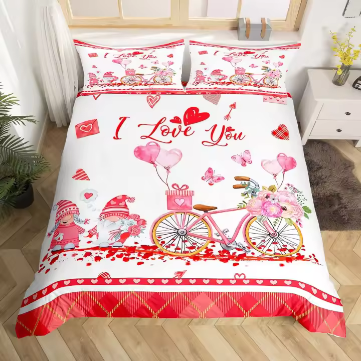 Juego de Ropa de Cama de Rosas Rojas Lujo 3PCS Funda de Edredón de Poliéster - 1