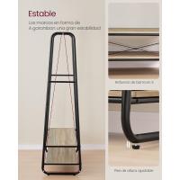 Recibidor con 2 Estantes, 6 Ganchos en Forma de S, Marco de Acero, para el Dormitorio, Marrón Rústico y Negro Mate RGR112B01 - details 29