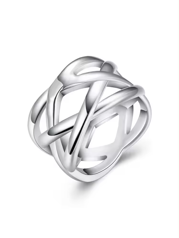 Anillo de tejido rojo de Plata de Ley 925 para mujer, joyería de moda, regalo de joyería 6-9 - details 0