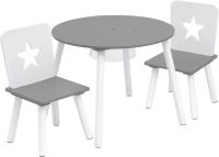 Asientos Redonda y 2 s en Edad Preescolar Muebles 59,5 cm(φ) x 46 cm Blanco+Gris - details 0