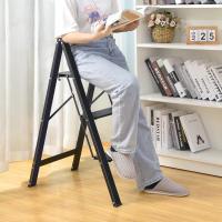 Peldaños de Aluminio, Escalera Pequena Plegable Segura de Hogar con Mecanismo Antiplegado, Taburete Escalera Portatil para Cocina Domestica, Peso Máximo 150kg, Negro - details 12