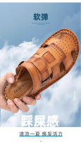 Sandalias de verano para hombres de la bolsa de cuero de la cabeza, sandalias de hombres de uso exterior, conducción de doble propósito, antideslizantes, zapatos de playa de moda para hombres de carne de vacuno, suelas de tendón. - details 4