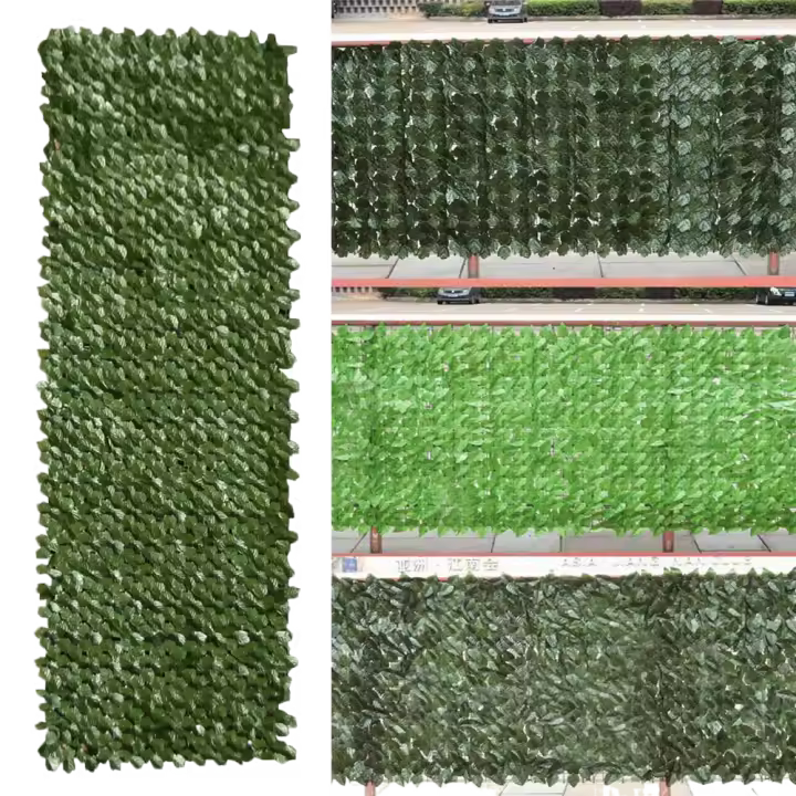 Hojas de arce verde, valla de balcón de 0,5x1m, seto para exteriores, hoja verde Artificial, valla de plantas de jardín, decoración del hogar - 1