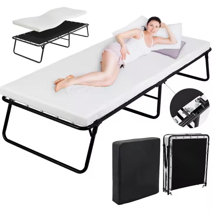Cama Plegable de 80x191 cm Cama de Invitados con Almohada de Espuma Viscoelástica de 7cm de Espesor - 1