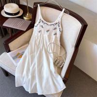 Jyccr Bohemian ral bordado corto sin mangas para mujer verano dulce crochet correa de espagueti vestido de vacaciones - details 5