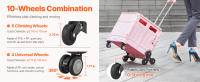 SucceBuy Carro utilitario plegable, carro rodante con caja portátil plegable de 65 litros. Equipado con ruedas para subir escaleras y 360 °   Ruedas giratorias. Mango telescópico. Ideal para compras, oficina, mudanzas, profesores. - details 1
