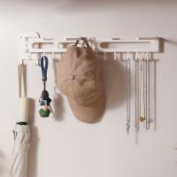 Gancho deslizante para cocina sin perforaciones, estante para colgar en la pared, ganchos deslizantes plegables que ahorran espacio con 14 ganchos, estante de riel de cocina extensible - details 9