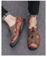 Sandalias de cuero para hombre, calzado deportivo ligero, antideslizante, transpirable, para playa y exteriores, Verano - details 11