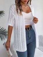 Cárdigan de punto elegante para mujer, a prueba de sol, camisetas huecas de manga corta para primavera y verano - details 11