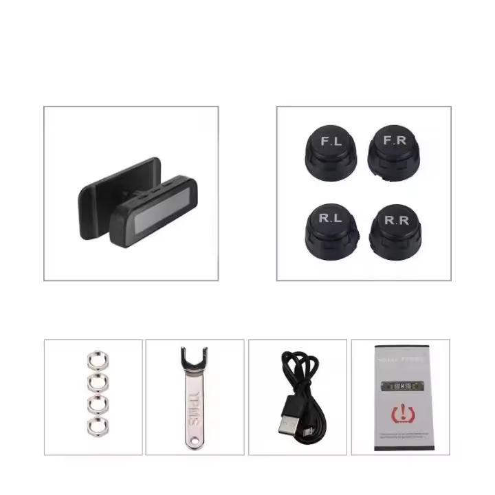 Sistema de monitoreo inalámbrico TPMS Universal, reloj de energía Solar, pantalla LCD, 4 sensores externos de presión de neumáticos - 1