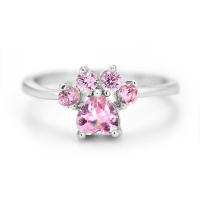 Anillos de Compromiso de Cristal de Gato Dibujos Animados para Mujer Joyería de Boda Elegante de Circonita Cúbica Rosa - details 3