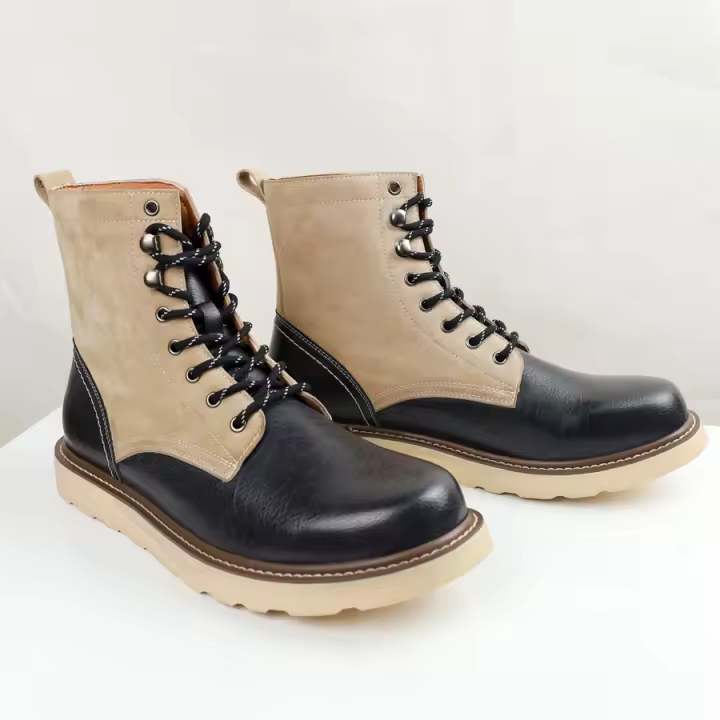 Botas de plataforma versátiles de moda retro americana de cuero, botas de herramientas. - 1