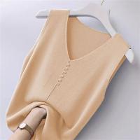 Top de Tanque de Seda de Hielo Grande Cuello en V Suelto, Manga Sin Cinturón, Top Casual para Mujeres Hecho en China, Tallas S-6XL - details 5