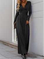 Elegante Vestido de Manga Larga para Mujer Color Sólido, Cuerpo a Justa, Corset, Línea A, Algodón, Chic - details 9