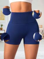 Pantalones cortos de motociclista de cintura alta para mujer, entrenamiento sin costuras, gimnasio atlético, correr, yoga, deporte corto - details 0