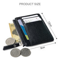 Cartera de Color sólido con textura para hombre, tarjetero de PU con cremallera, Mini monedero - details 0