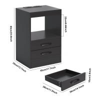 Rcynview Mesa de noche  Madera, luz LED, enchufes USB, cajón abierto, compartimentos 40x40x35cm - details 4