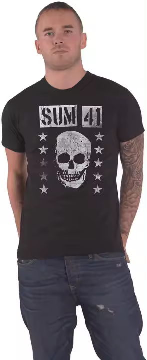 SUM 41 Grinning Skull TS, Negro - 1