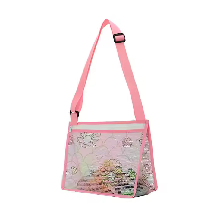 Verde Bolsa de Playa para Niños - Conchas Recogida Ajustable - Juguetes de Arena - 1