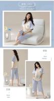 Verano 2025 100% algodón de manga corta hasta la rodilla pijamas sueltos Tre de mujer coreana decoración del hogar - details 35