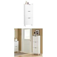 Zapatero Ultra Estrecho de 19 cm con 2 Solapas Organizador de Perfil Delgado para Zapatos de Entrada Blanco 50 x 19 x 91 cm FSR151-W ES - details 9
