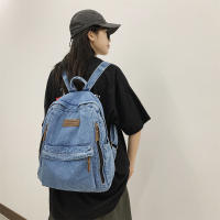 Mochila De tela vaquera para estudiante, morral De gran capacidad con múltiples bolsillos, a la moda, para la escuela, 2023 - details 6