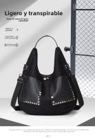 Bolso de malla vintage bolso de hombro de gran capacidad estilo punk remaches - details 0