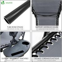 Set de 2 Sillas de Jardín Plegables Silla de Gravedad Cero Reclinable con Soporte para Bebidas y Reposacabezas Extraíble Carga Máxima 120kg Negro - details 38