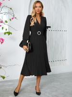 Vestido Largo de Manga Completa para Mujer Color Sólido, Corte en Línea A, Alta Calidad, Lujo Tendencia, Suelto y Elegante - details 26