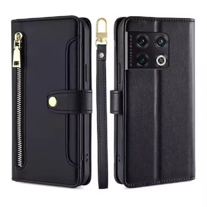 Funda protectora de cuero para OnePlus 10 Pro 5G, moda multifuncional magnética con cremallera y colgante - 1