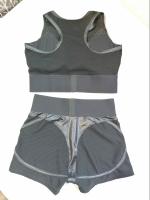 cortos, ropa deportiva de malla transparente para mujer, ropa de Yoga, sujetador deportivo, pantalones cortos de ciclismo, traje para Fitness negro 2024 - details 2